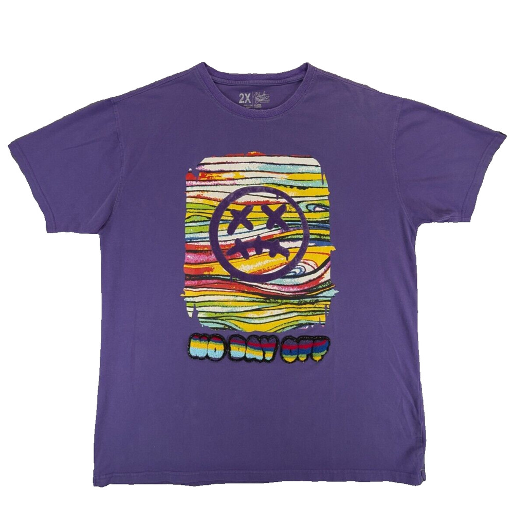 Bleecker & Mercer Shirt Mens 2XL Purple "No day Off" Cotton Short Sleeve Tee